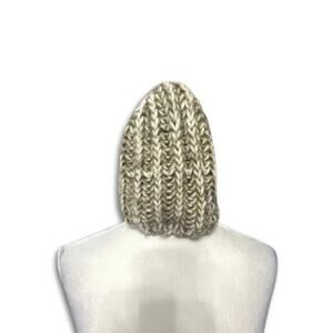 Cappellificio Fiorentino Beanie Hat Ribbed Knit Wool Blend Snug Fit Cream W OS